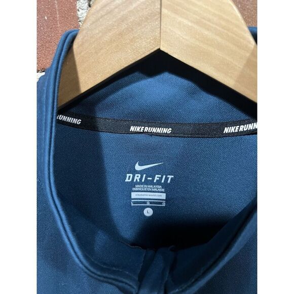 Nike Mens Blue Long Sleeve Running 1/4 Shirt Size Large Dri-Fit - Picture 3 of 3
